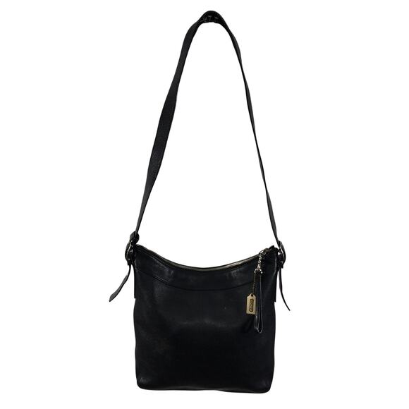 COACH! VINTAGE COLLECTOR BLACK GENUINE LEATHER ADJUSTABLE STRAP PURSE, HANDBAG! - Picture 2 of 13